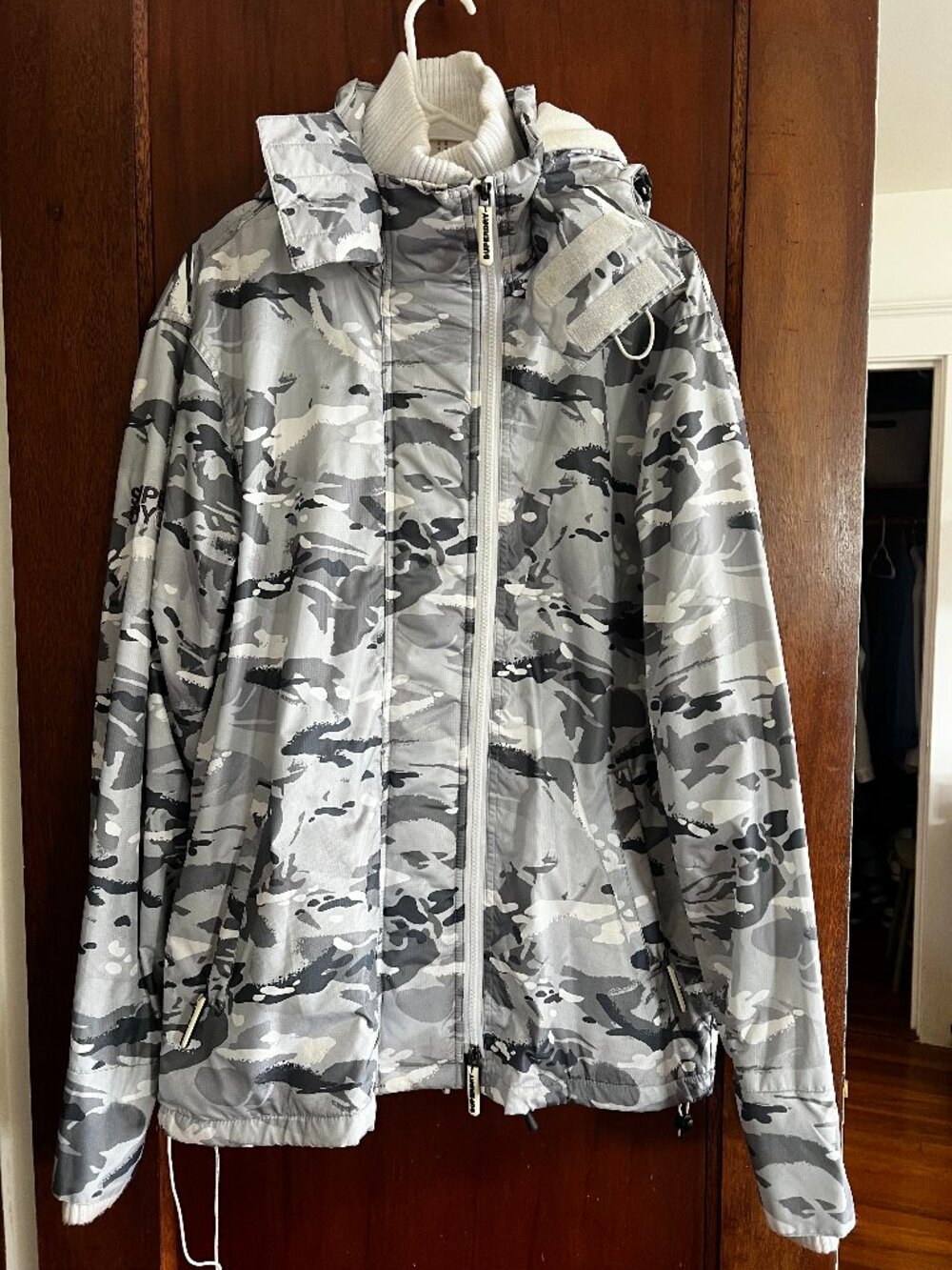 Superdry Windcheater Jacket, Grey Camo, Men's 2XL